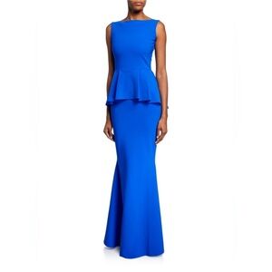 NEW NWT Chiara Boni La Petite Robe Eden Long Sleeveless Peplum Mermaid Gown sz46